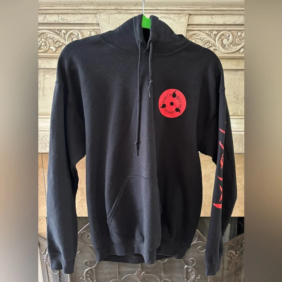 Black Naruto Anime Hoodie Pull-Over Sweatshirt Size Medium - Picture 1 of 6